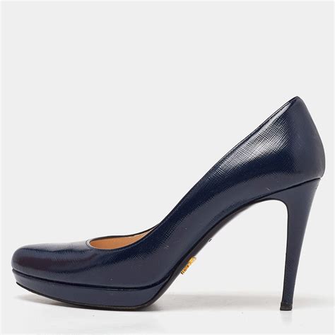 prada saffiano pump size 38 blue|Prada pumps sale.